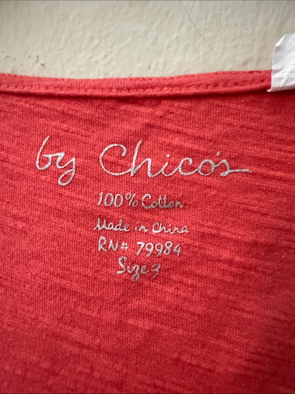 Chico's Coral Floral Embroidered Scoop Neck Tee size 3 (XL) - Picture 2 of 9